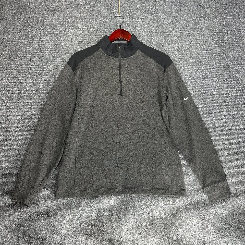Nike Golf Shirt Mens Tour Performance Dri Fit Medium Gray Long Sleeve 1/4 Zip